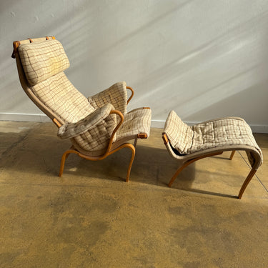 Danish Modern Bruno Mathsson Pernilla Armchair with Ottoman