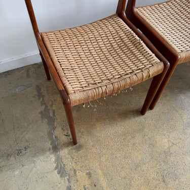 Vintage Danish Teak paper cord Dining Chairs