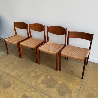 Vintage Danish Teak paper cord Dining Chairs