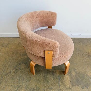 Vintage Ikea "Fridene" Sheepskin Swivel Chair by Carina Bengs