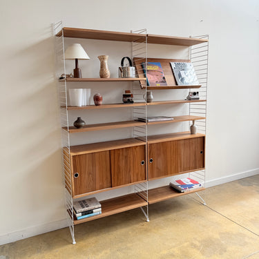Swedish String System 2 Bay Walnut Modular Shelving