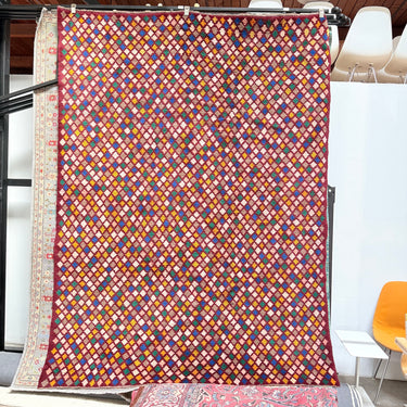 Vibrant Geometric Oriental Carpet in Deep Red Tones