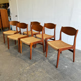 Vintage Swedish Teak And Danish Cord Weave Dining Chairs