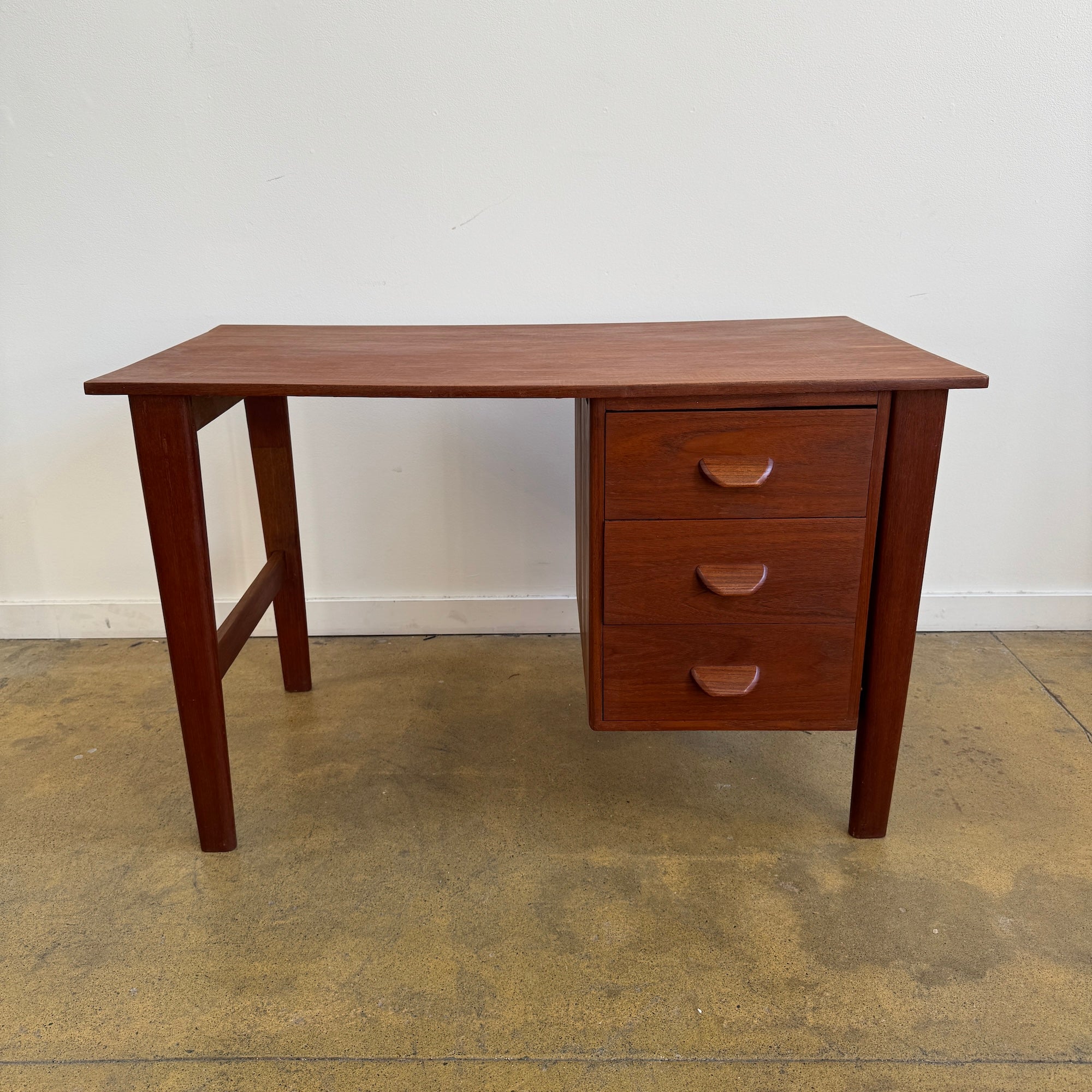 Danish Modern Teak 3 Drawer Simple Desk