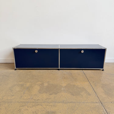 USM Haller Low 2X1 Media Console - Steel Blue