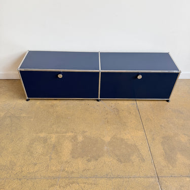 USM Haller Low 2X1 Media Console - Steel Blue