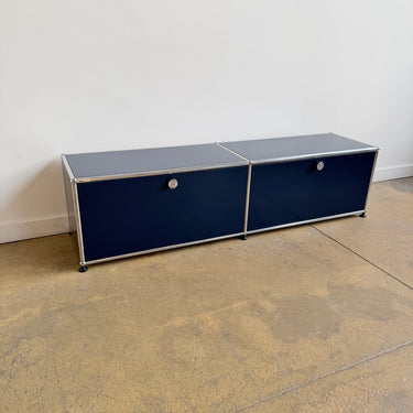 USM Haller Low 2X1 Media Console - Steel Blue