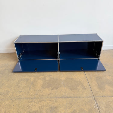 USM Haller Low 2X1 Media Console - Steel Blue