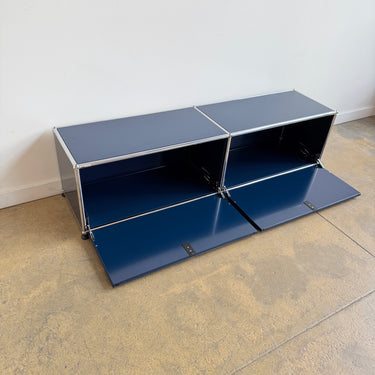 USM Haller Low 2X1 Media Console - Steel Blue