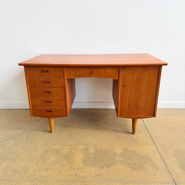 Danish Modern Teak 6 Drawer Desk