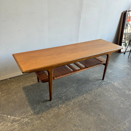 Danish Modern Teak coffee table with Braided caning