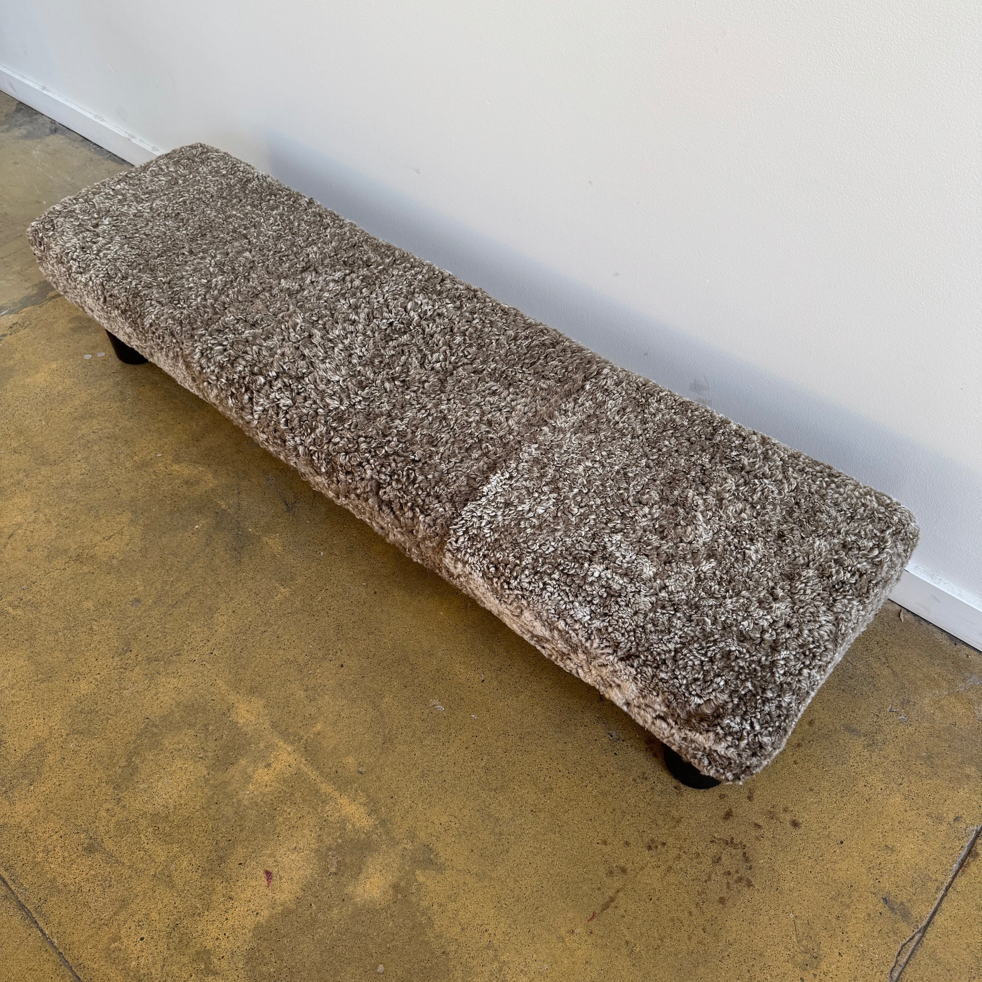 Block Bench Sheep Texture Danish Modern Long Sheep Skin Bench – enliven mart