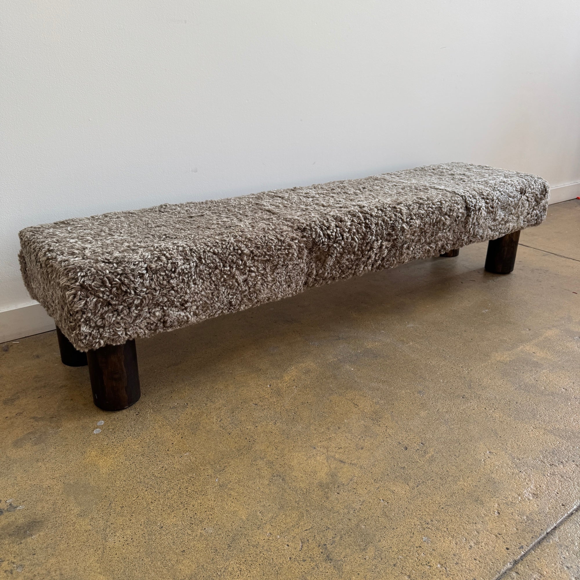Block Bench Sheep Texture Danish Modern Long Sheep Skin Bench – enliven mart
