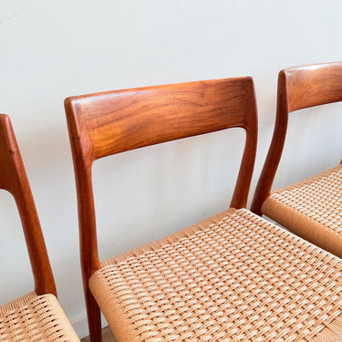 Danish Modern Niels Møller "Model 77" Teak 4 Dining Chairs (New Paper cord)