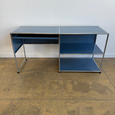 Vintage USM Haller Desk in Blue with Pullout Tray