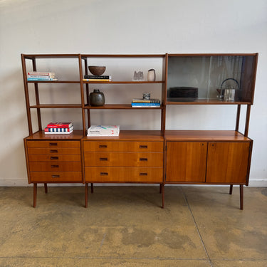 Danish Modern Teakwood Shelving System 3 Sections by Skaraborgs Möbelindustri 1960s