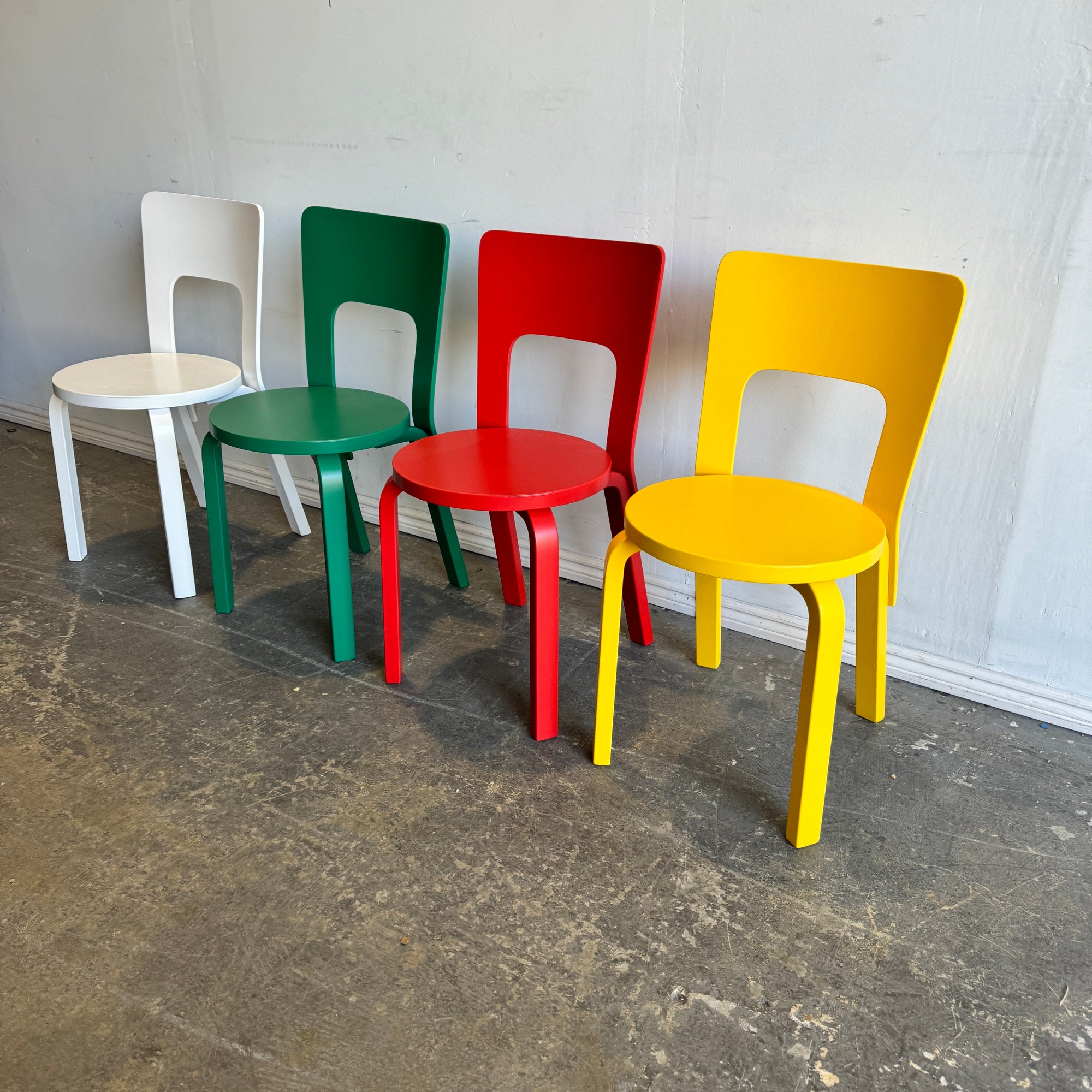 Authentic! Artek Alvar Aalto Model 66 set of 4 dining chairs