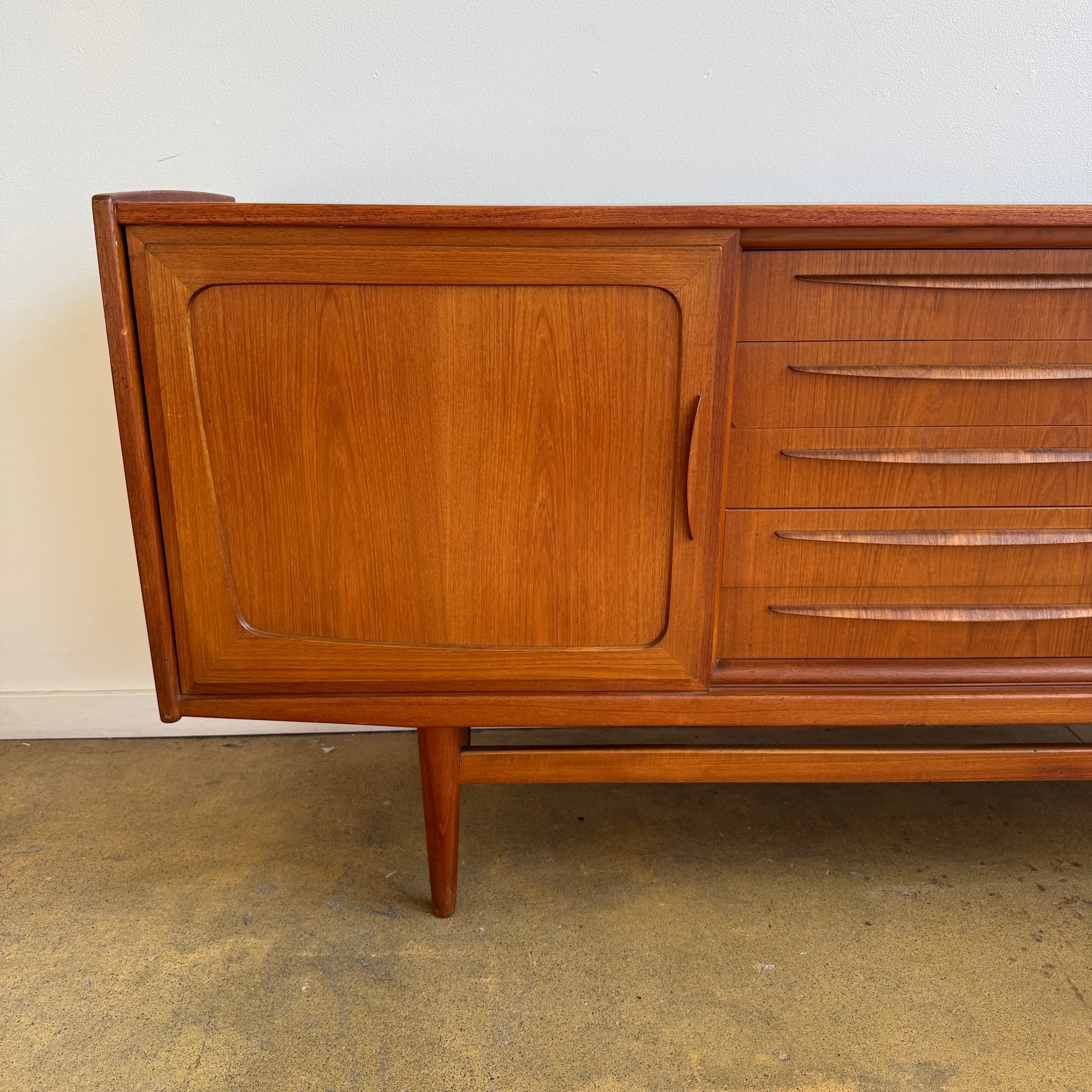 Danish Modern Teak Sideboard with Sliding Doors