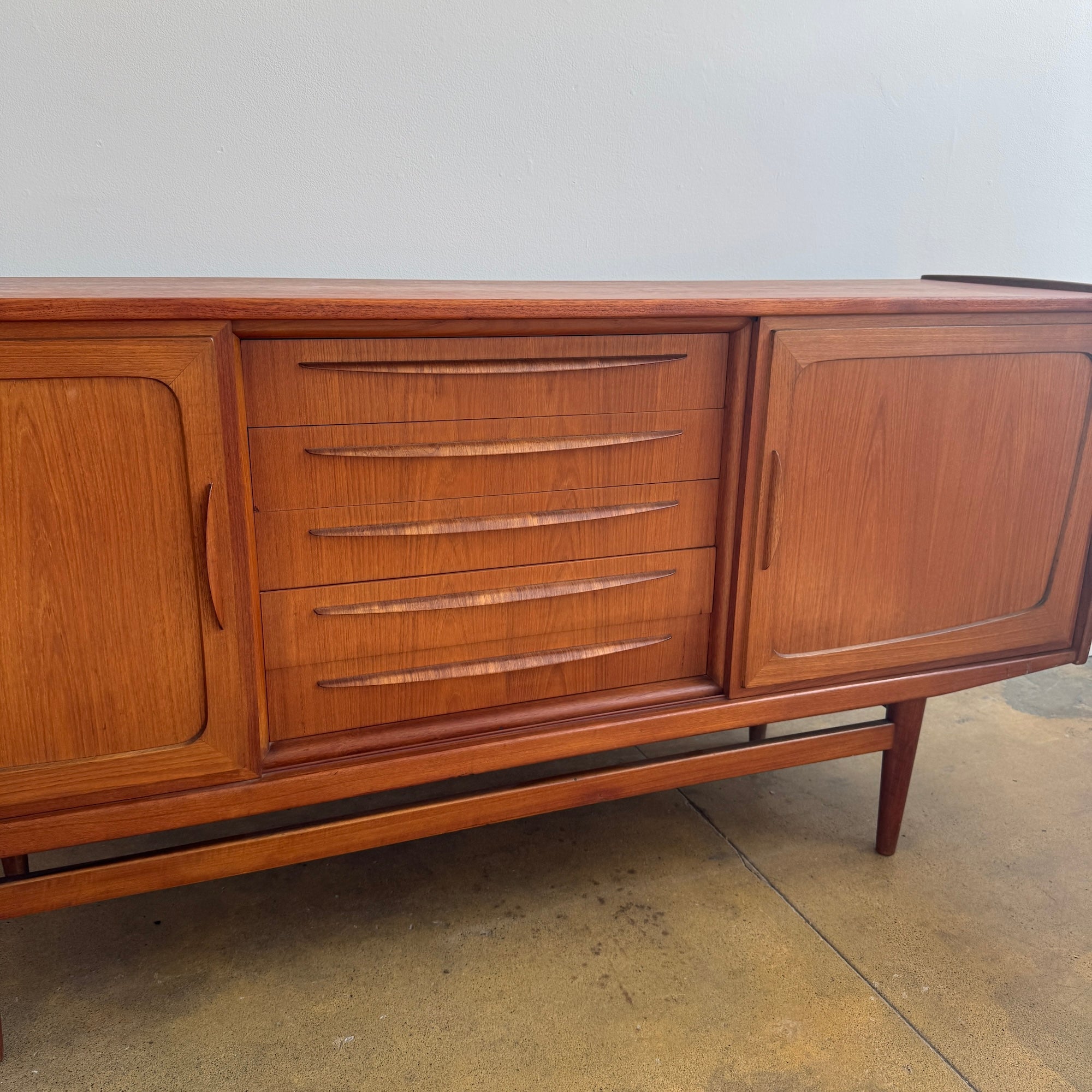 Danish Modern Teak Sideboard with Sliding Doors