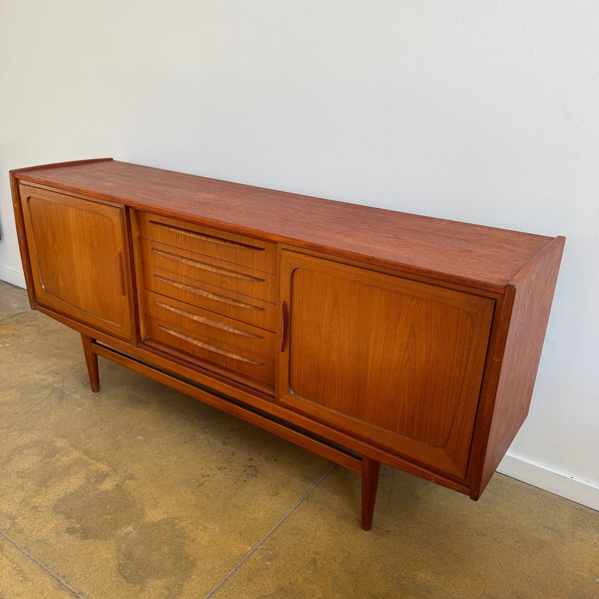 Danish Modern Teak Sideboard with Sliding Doors