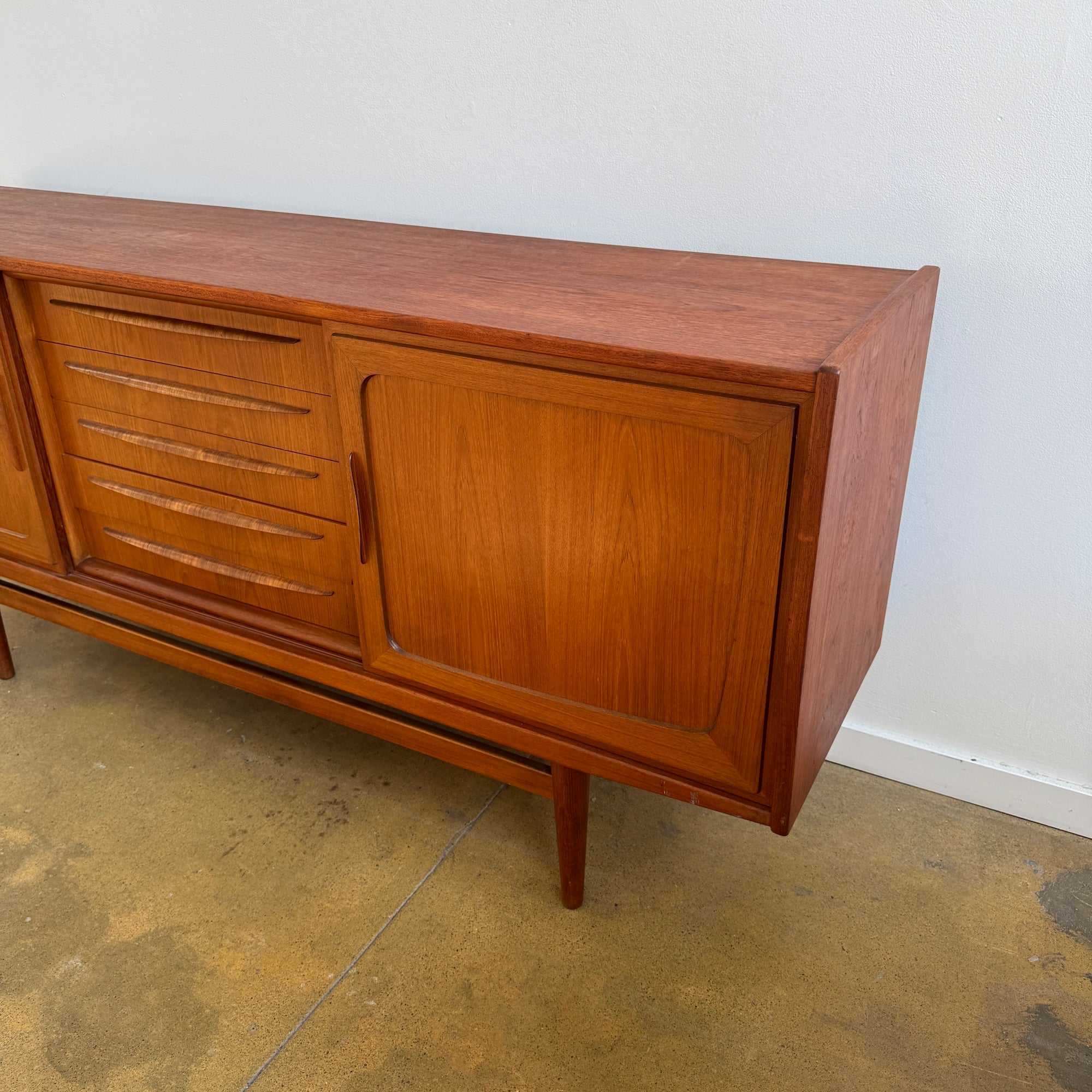 Danish Modern Teak Sideboard with Sliding Doors