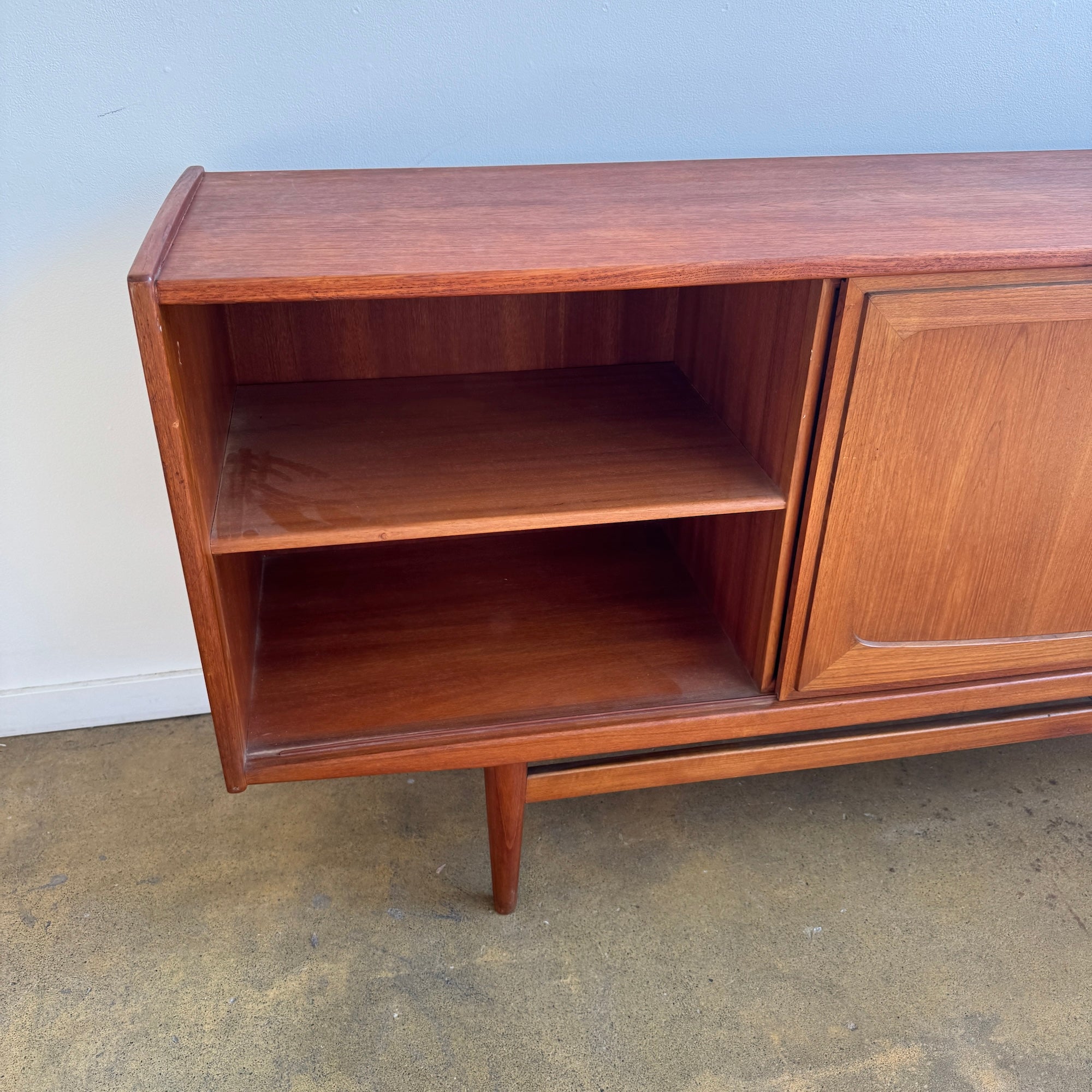Danish Modern Teak Sideboard with Sliding Doors