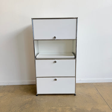 USM Haller Tall Shelf with Flip Up Door - Pure White