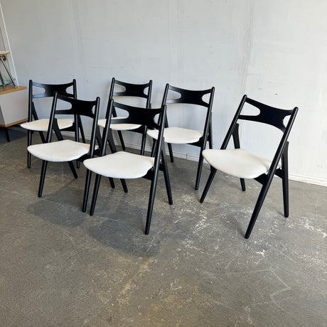 Authentic! Hans Wegner Vintage Set of 6 CH29P Sawbuck Dining Chairs by Carl Hansen