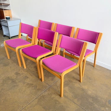 Danish Modern Magnus Olesen Upholstered 45-Series Dining Chairs - Set of 6