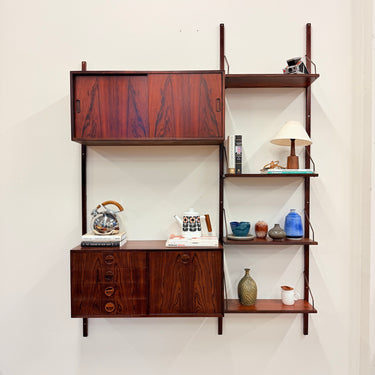 Danish Modern Rosewood 2- Bay Wall Unit Shelf by HG Furniture (Refinished)