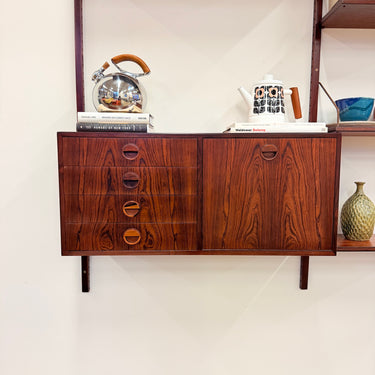 Danish Modern Rosewood 2- Bay Wall Unit Shelf by HG Furniture (Refinished)