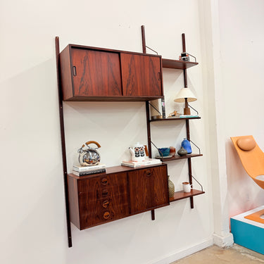 Danish Modern Rosewood 2- Bay Wall Unit Shelf by HG Furniture (Refinished)