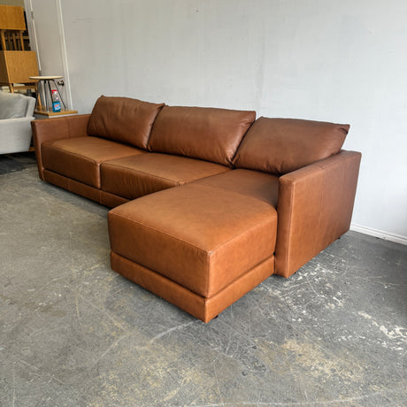 Crate and Barrel Gather Deep Leather Sectional Sofa