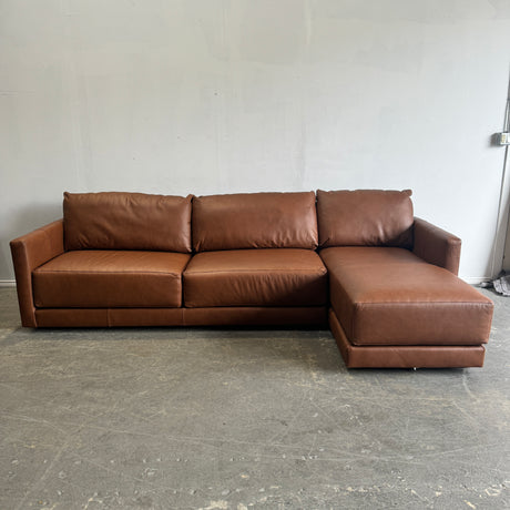 Crate and Barrel Gather Deep Leather Sectional Sofa