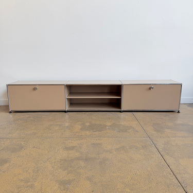 USM Haller Low Media Console with Middle Shelf - Beige