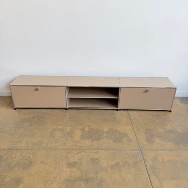 USM Haller Low Media Console with Middle Shelf - Beige