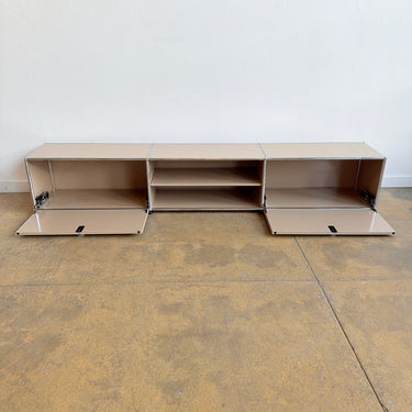 USM Haller Low Media Console with Middle Shelf - Beige