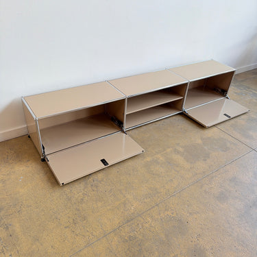 USM Haller Low Media Console with Middle Shelf - Beige