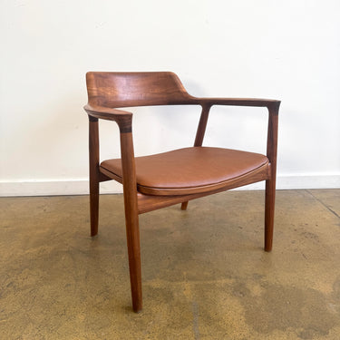 Maruni Hiroshima Walnut Leather Lounge Chair by Naoto Fukasawa