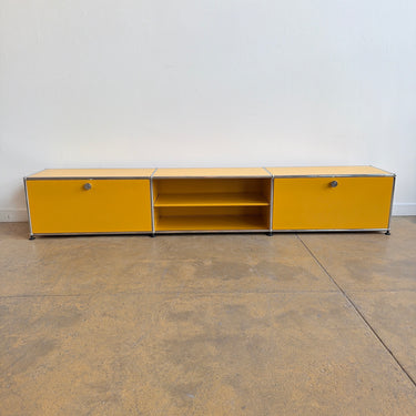 USM Haller Low Media Console with Middle Shelf - Golden Yellow
