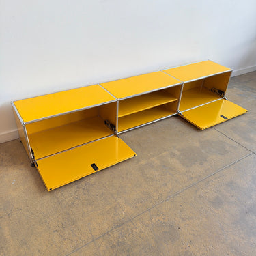 USM Haller Low Media Console with Middle Shelf - Golden Yellow