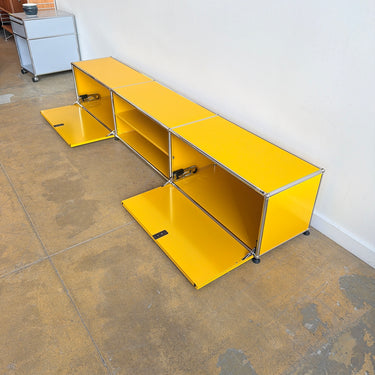 USM Haller Low Media Console with Middle Shelf - Golden Yellow