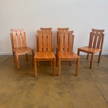 Vintage Set of 6 Scandinavian Pine Dining Chairs