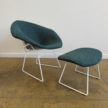 Knoll® Bertoia Diamond Lounge Chair & Ottoman (DesignTex Green Tweed Fabric)