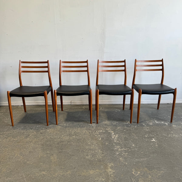 Danish Modern Niels Moller Model 78 Side Chair with Leather Seat