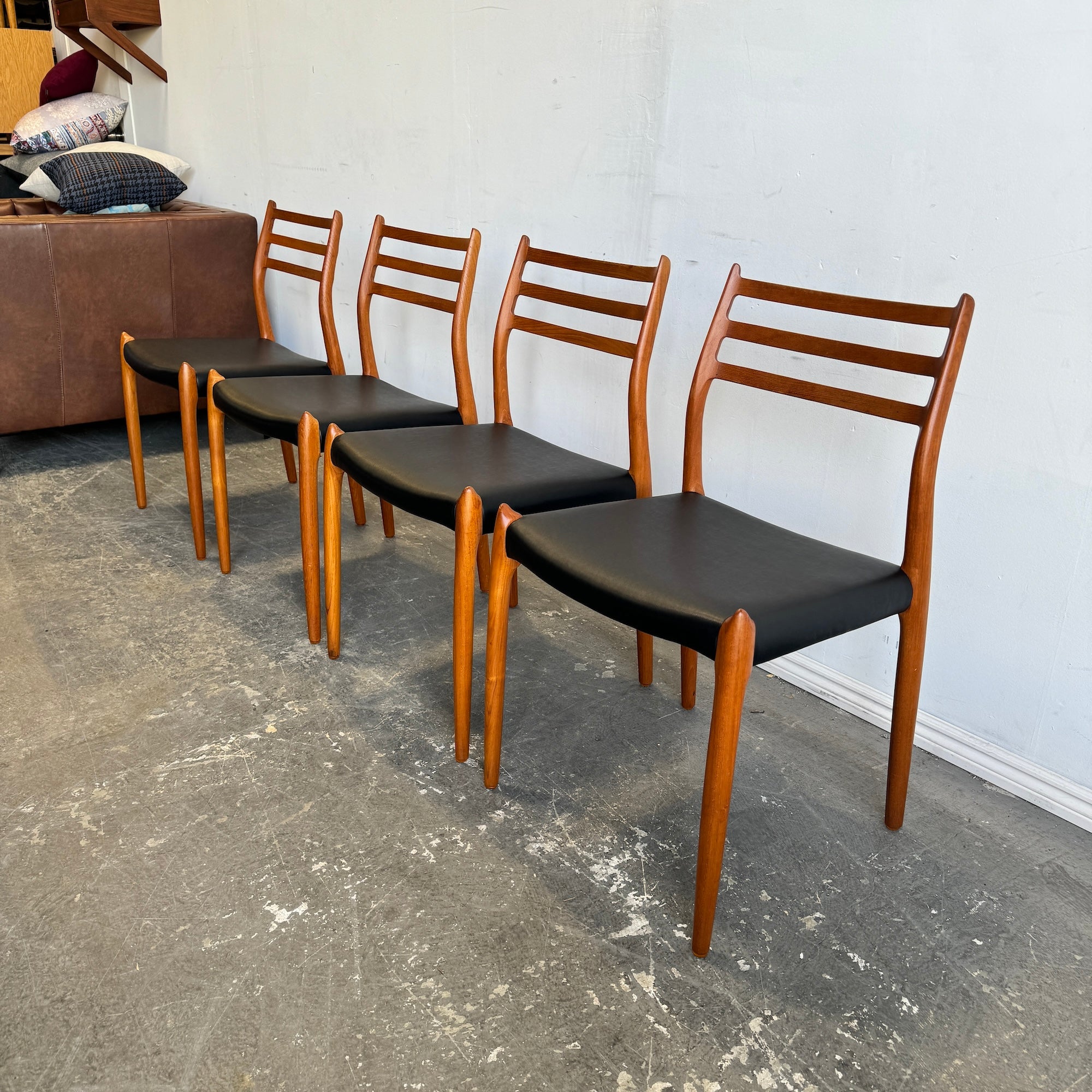 Danish Modern Niels Moller Model 78 Side Chair with Leather Seat