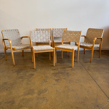 Alvar Alto set of 6 Model "611" + "45" Arm Dining Chairs
