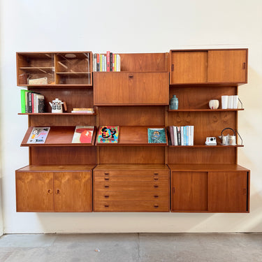 Danish Modern Teakwood 3 Bay Wall Unit System by HG Furniture