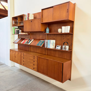 Danish Modern Teakwood 3 Bay Wall Unit System by HG Furniture