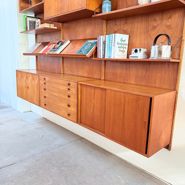 Danish Modern Teakwood 3 Bay Wall Unit System by HG Furniture